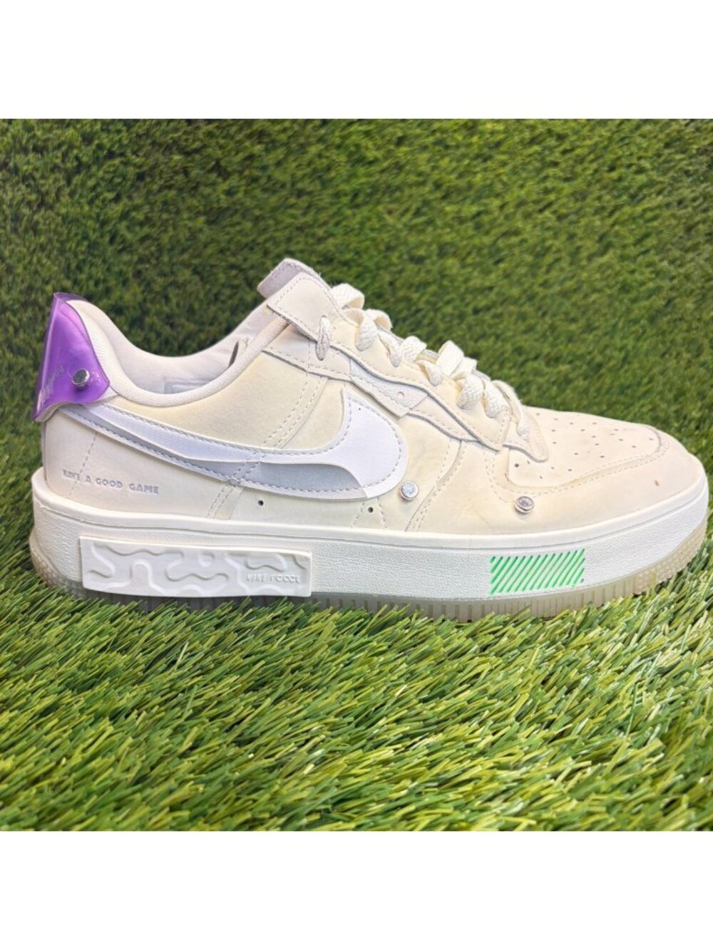Nike Air Force 1 Fontanka Womens Size 9 Ivory Purple Athletic Shoes Sneakers